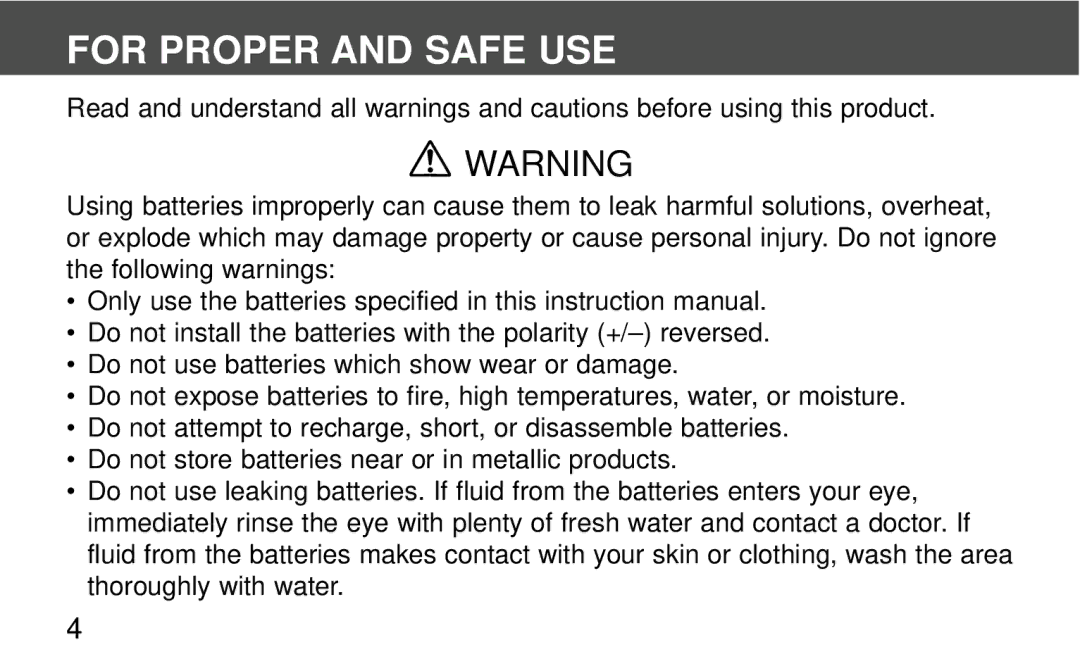 Polaroid 140, 160 instruction manual For Proper and Safe USE 