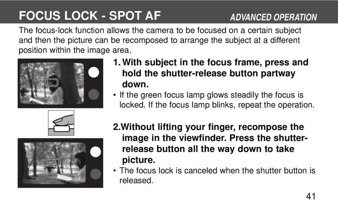 Polaroid 160, 140 instruction manual Focus Lock Spot AF 