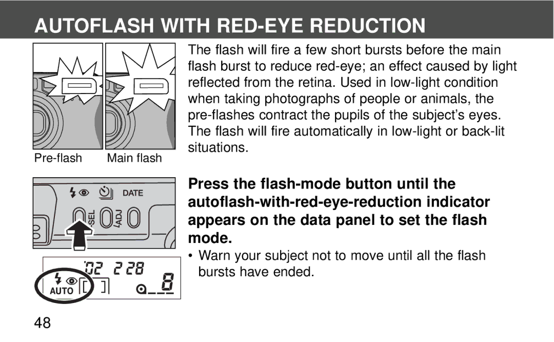 Polaroid 140, 160 instruction manual Autoflash with RED-EYE Reduction 