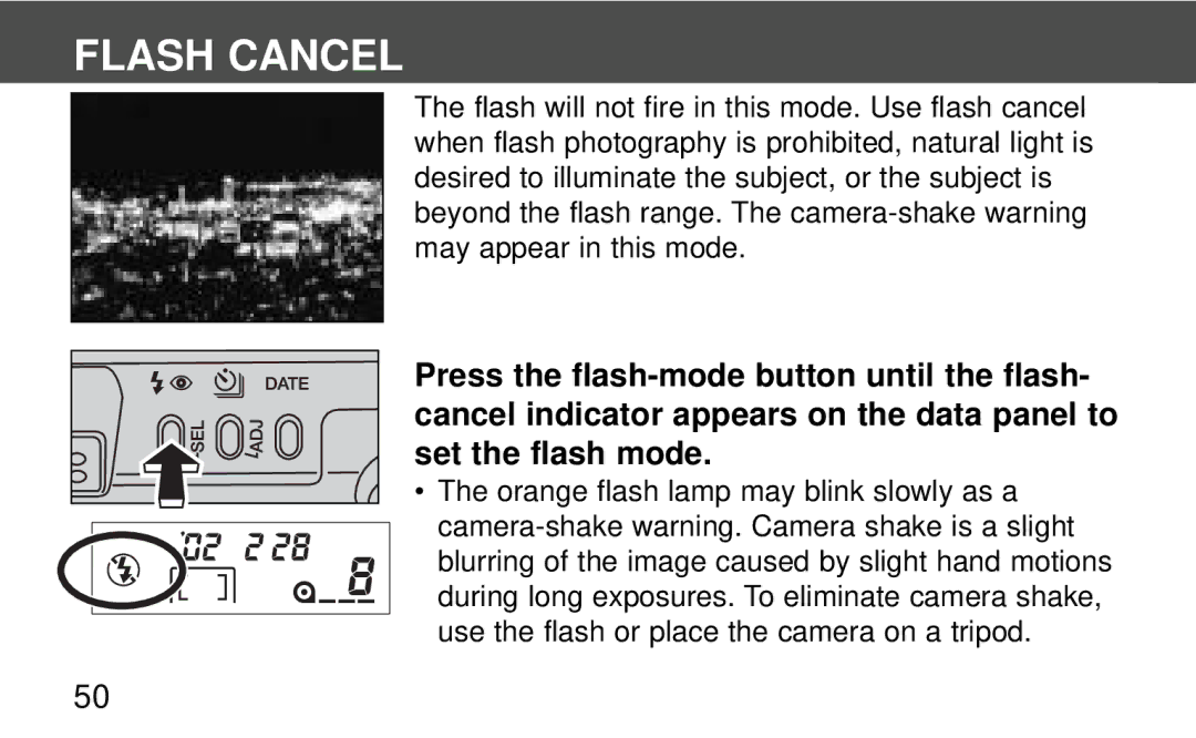 Polaroid 140, 160 instruction manual Flash Cancel 