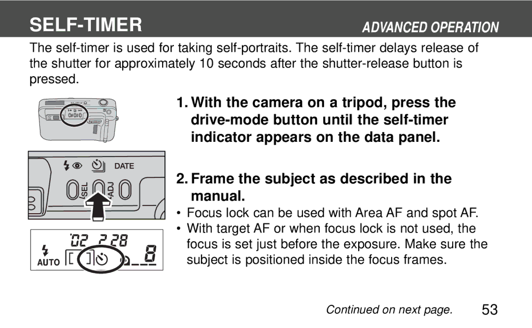 Polaroid 160, 140 instruction manual Self-Timer 