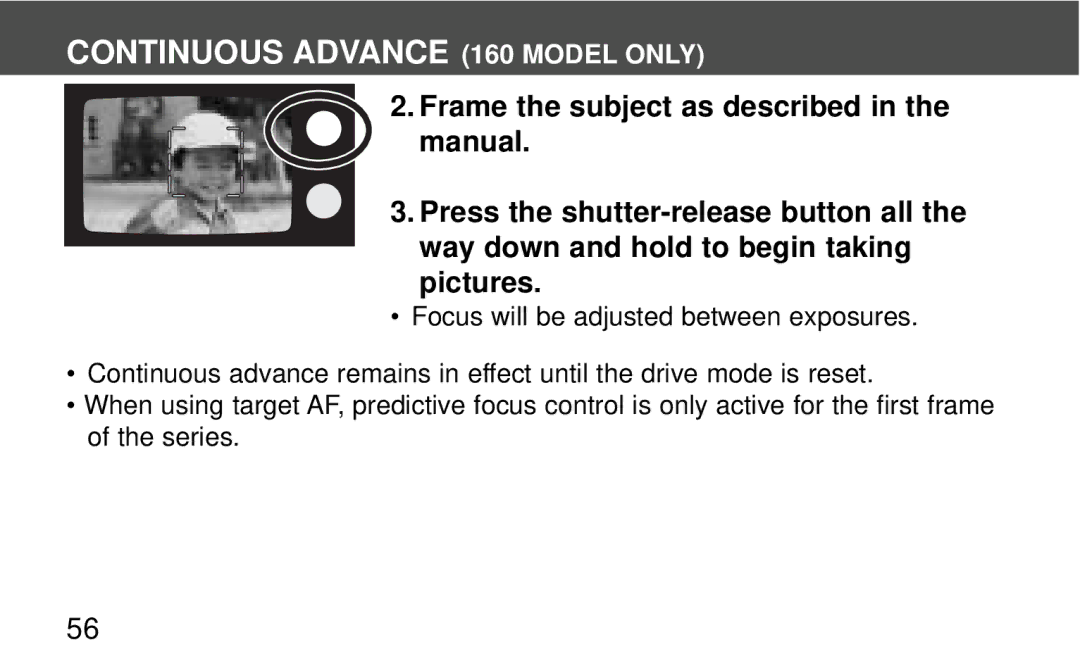 Polaroid 140 instruction manual Continuous Advance 160 Model only 