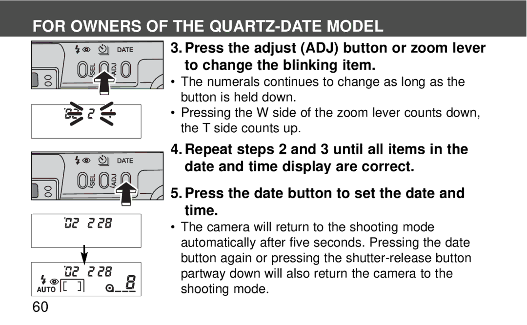 Polaroid 140, 160 instruction manual For Owners of the QUARTZ-DATE Model 