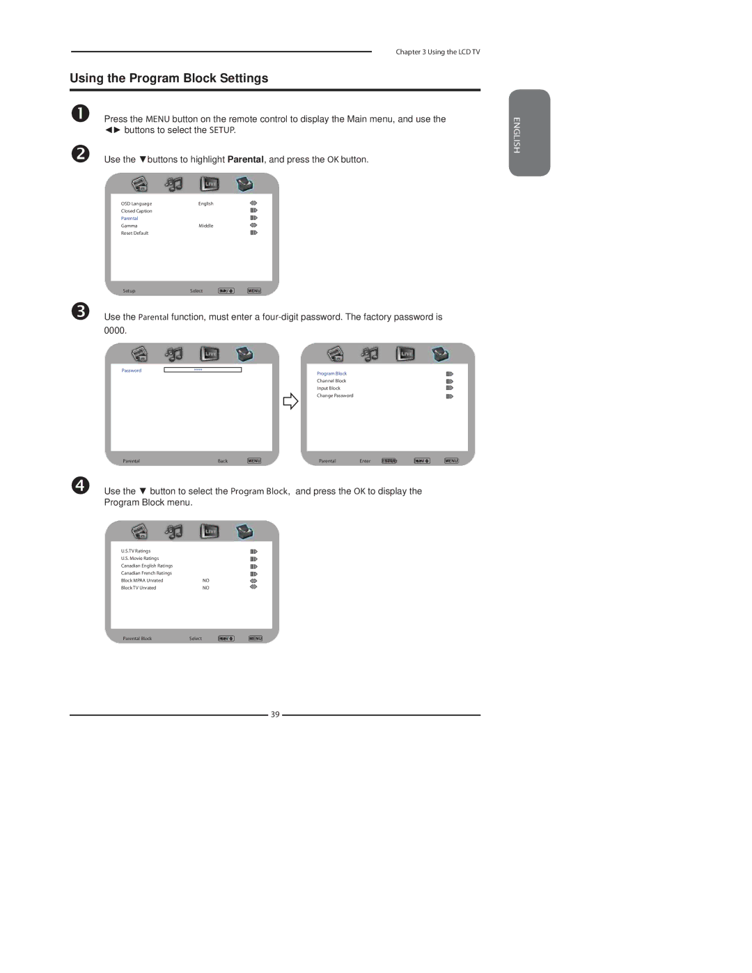 Polaroid 1911-TLXB manual Using the Program Block Settings 