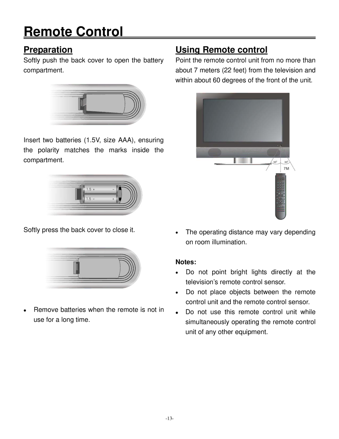 Polaroid 20070918 user manual Preparation, Using Remote control 