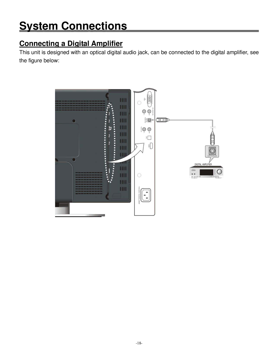 Polaroid 20070918 user manual Connecting a Digital Amplifier 