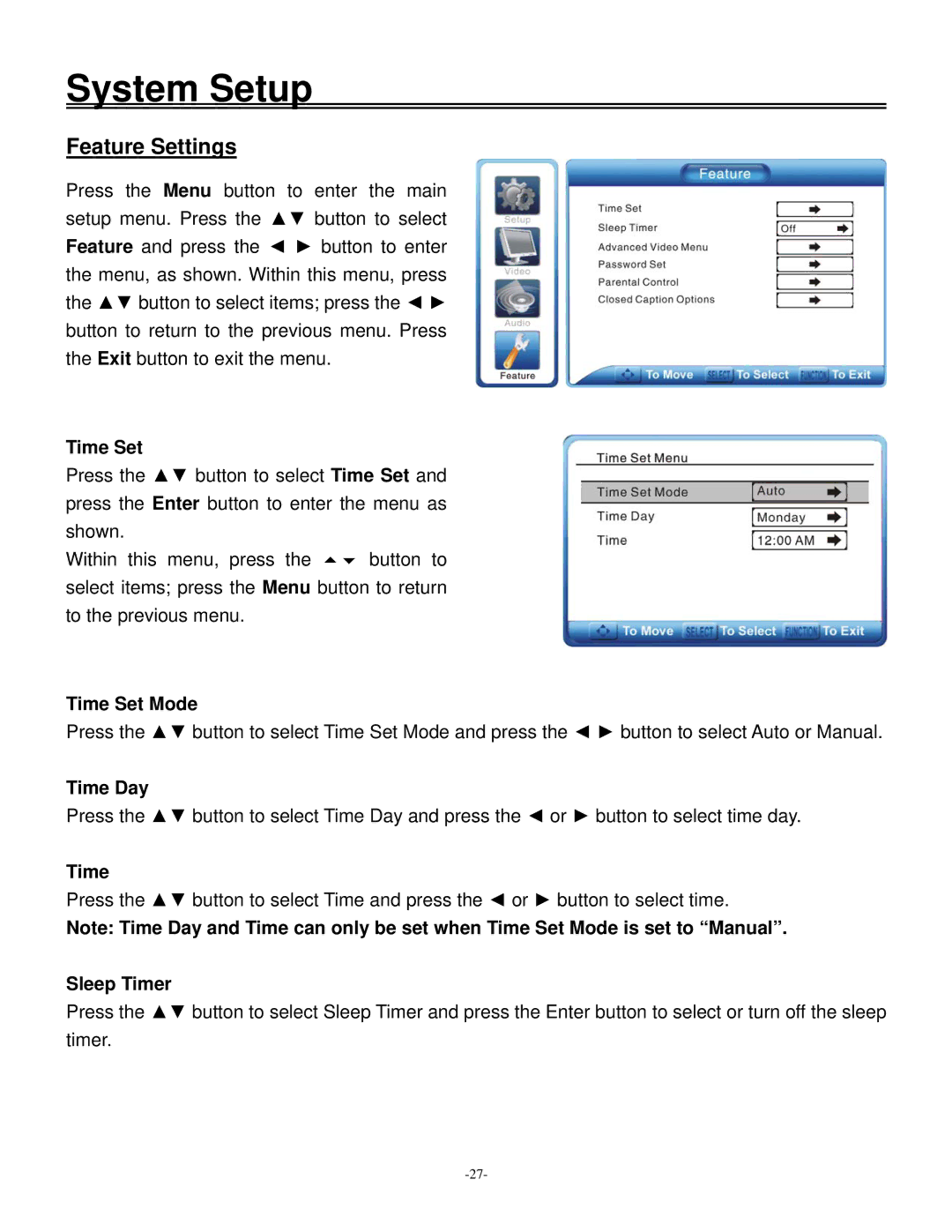 Polaroid 20070918 user manual Feature Settings 