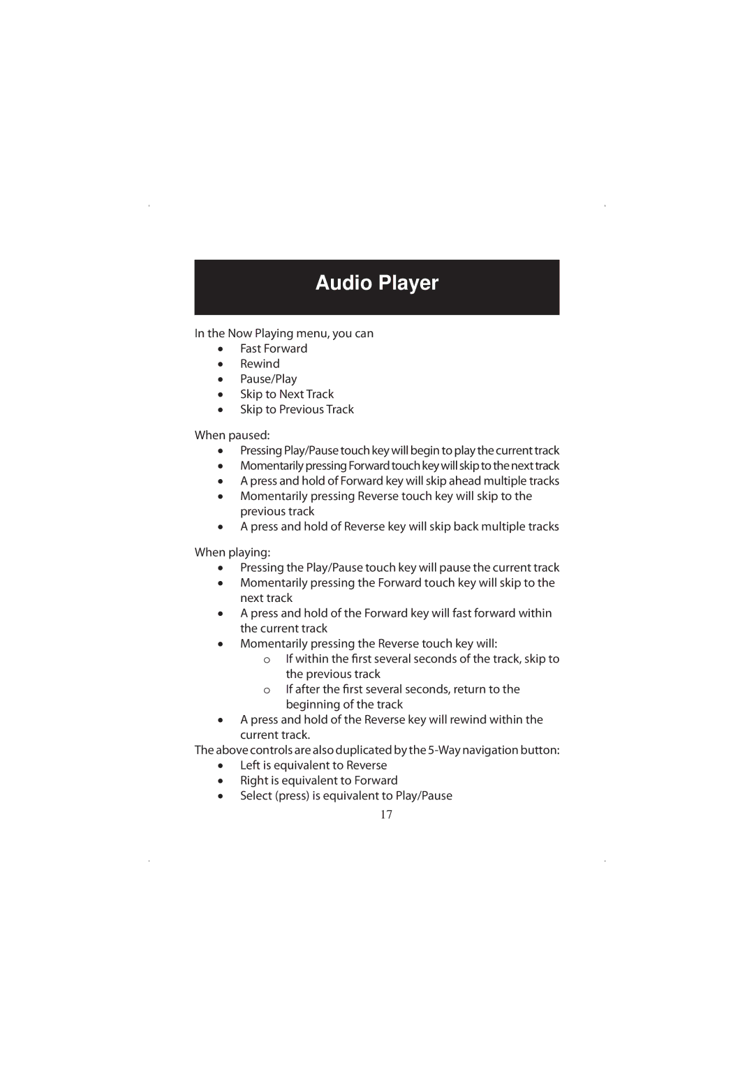 Polaroid 20071016 user manual Audio Player 