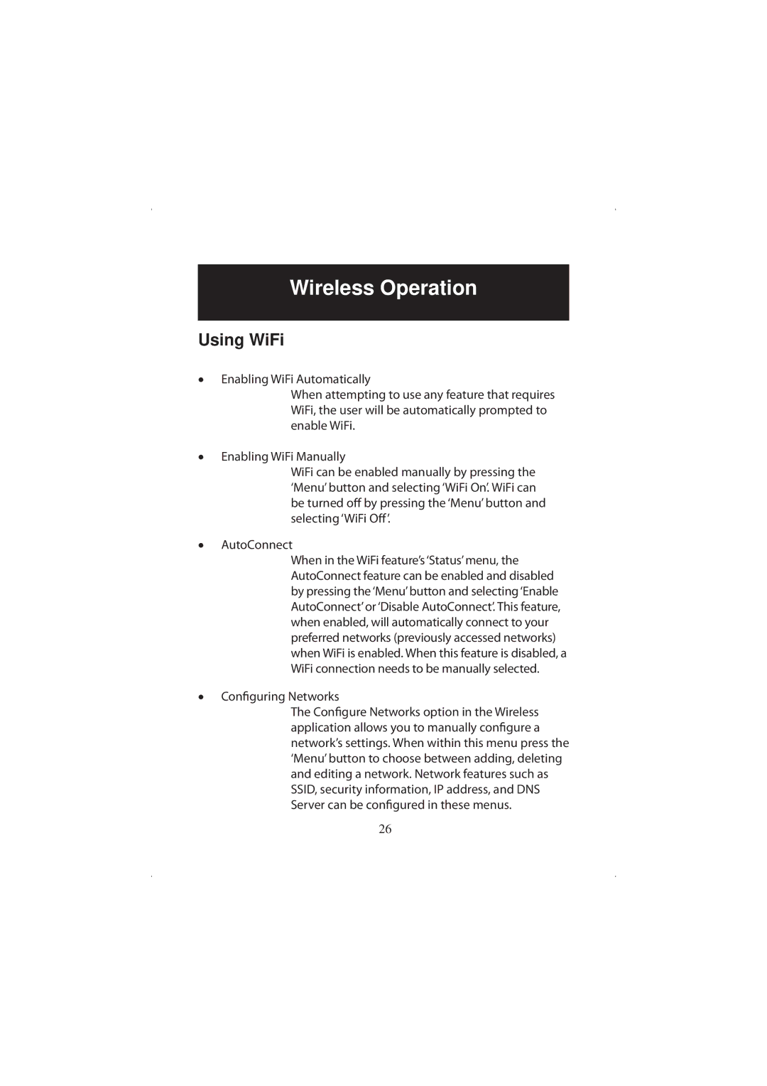 Polaroid 20071016 user manual Using WiFi, Configuring Networks 