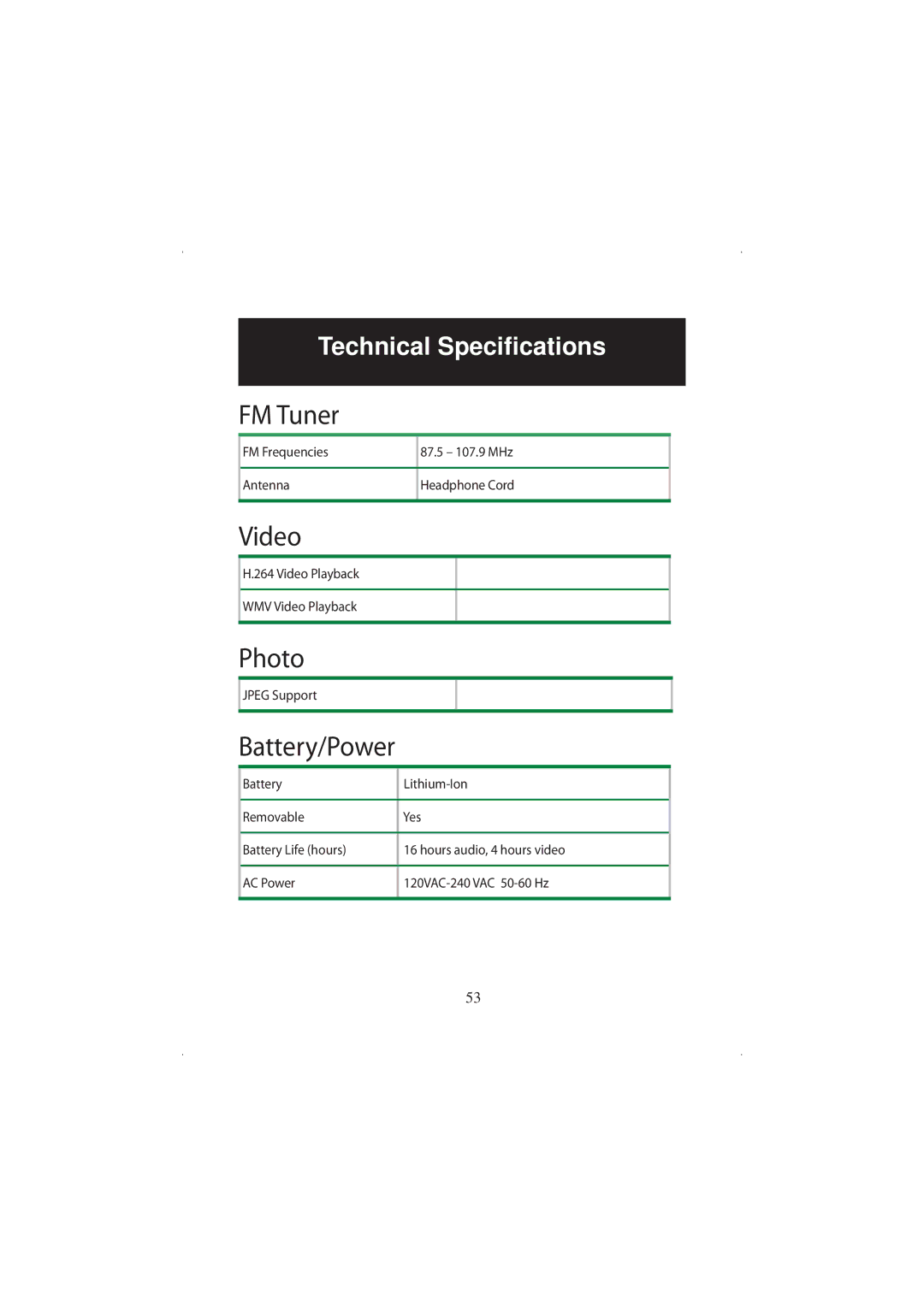 Polaroid 20071016 user manual FM Tuner 