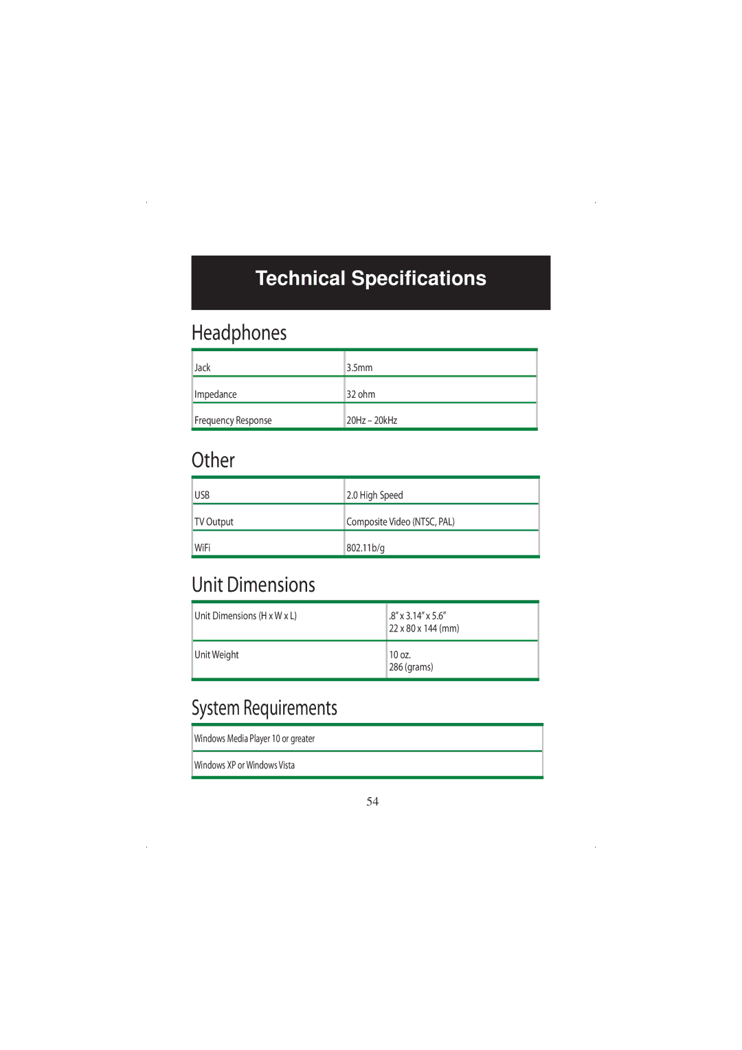 Polaroid 20071016 user manual Headphones 