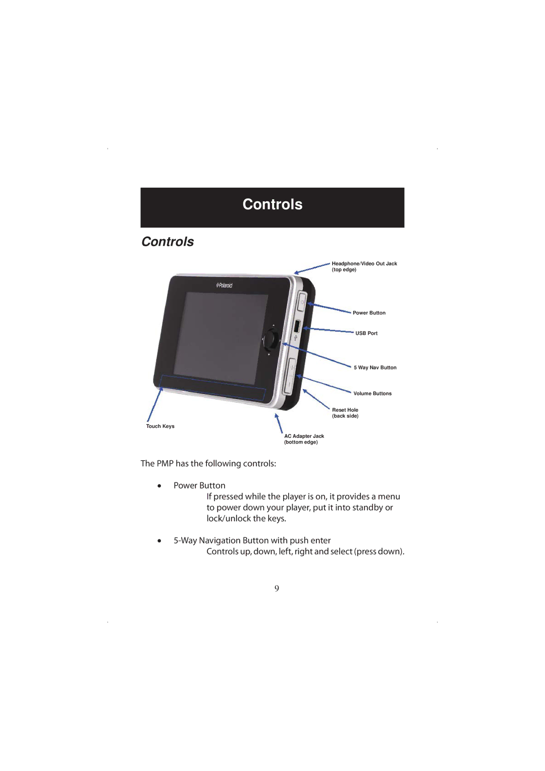 Polaroid 20071016 user manual Controls 