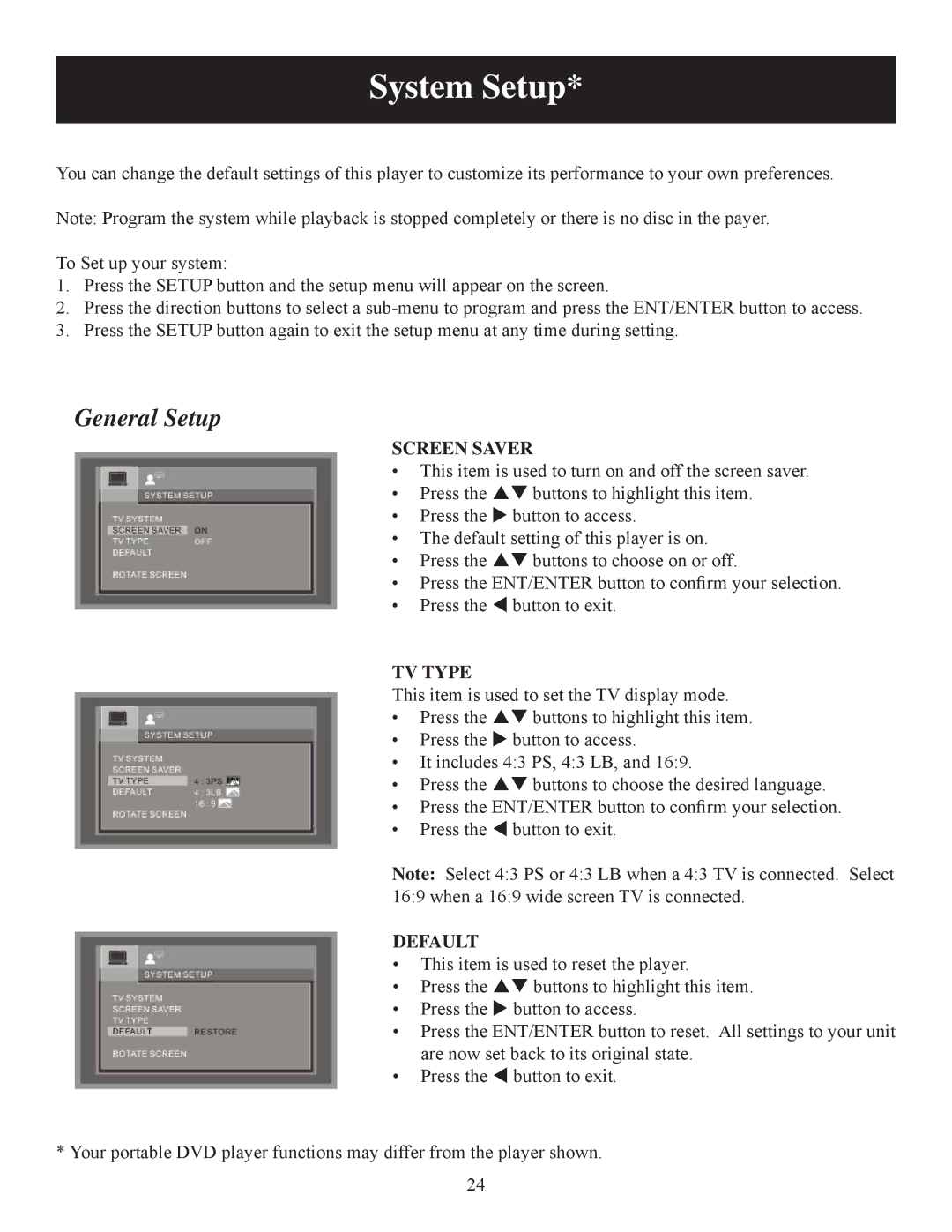 Polaroid 20080421 user manual System Setup, General Setup 