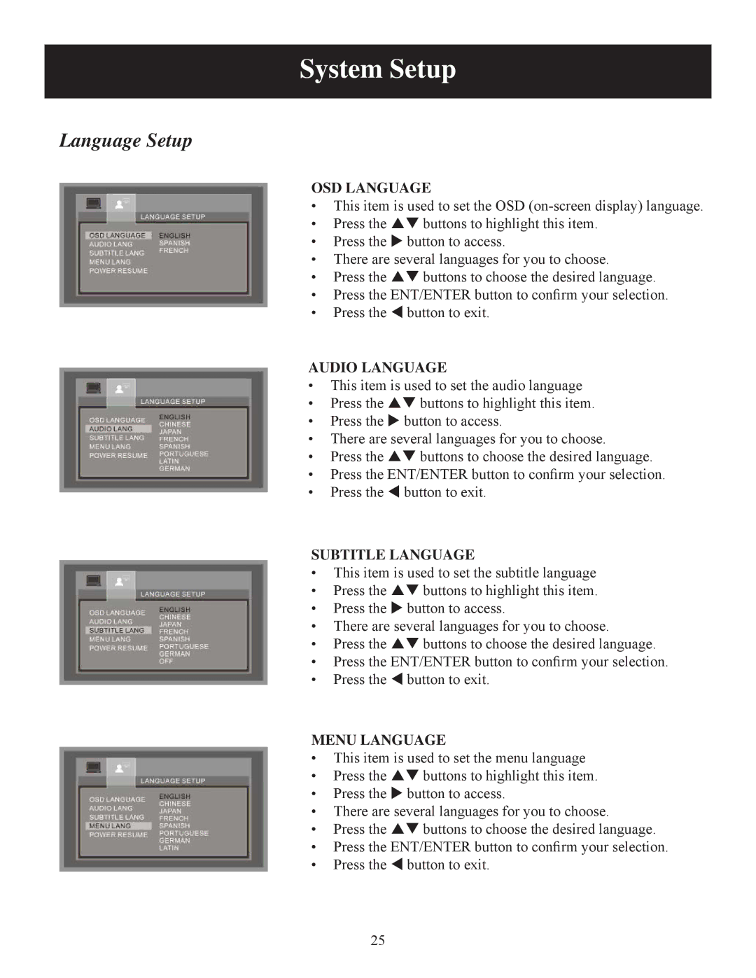 Polaroid 20080421 user manual Language Setup 