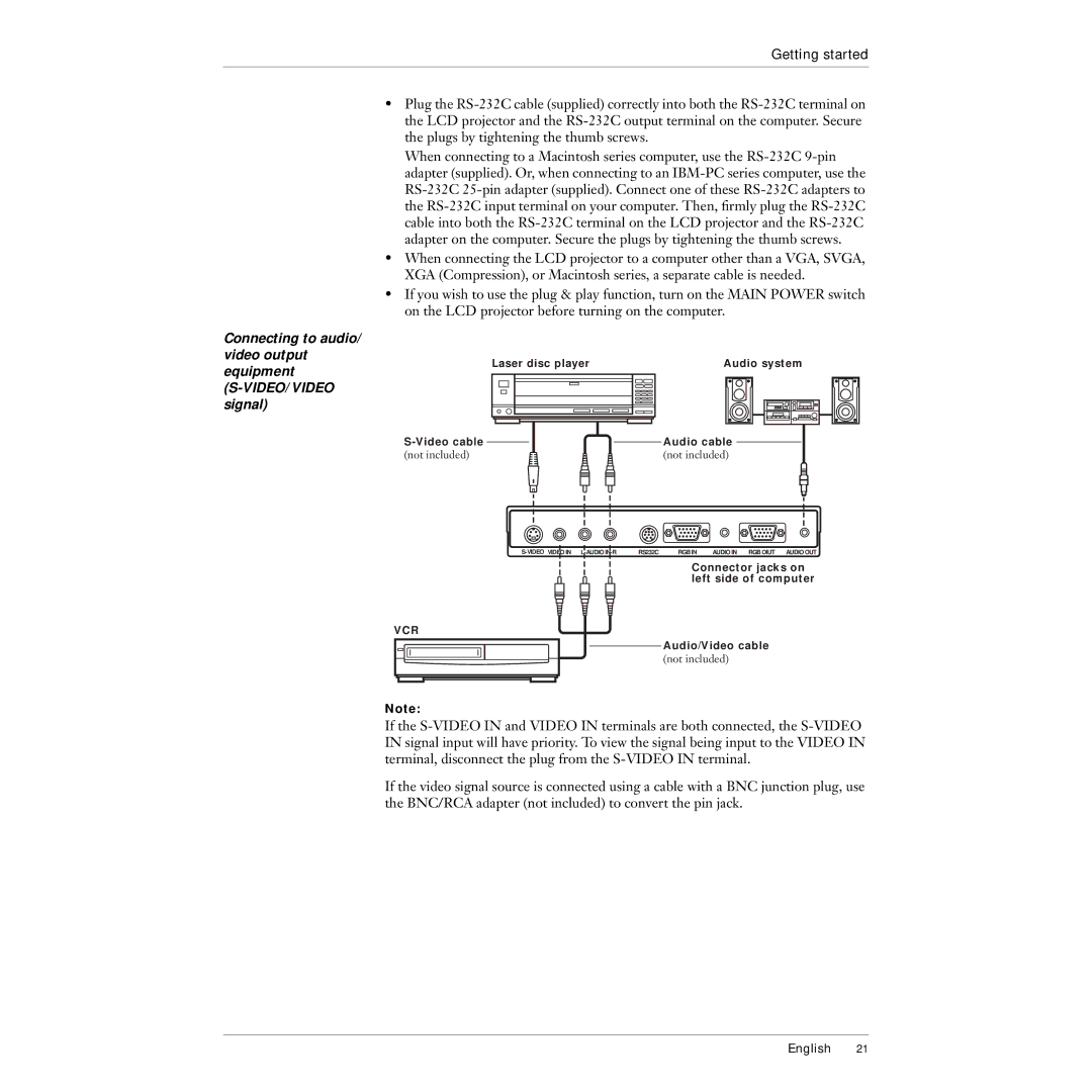 Polaroid 215EPolaview manual Vcr 