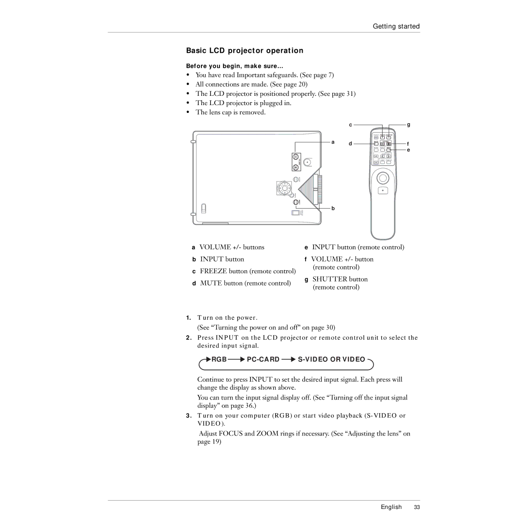 Polaroid 215EPolaview manual Basic LCD projector operation, Turn on the power 