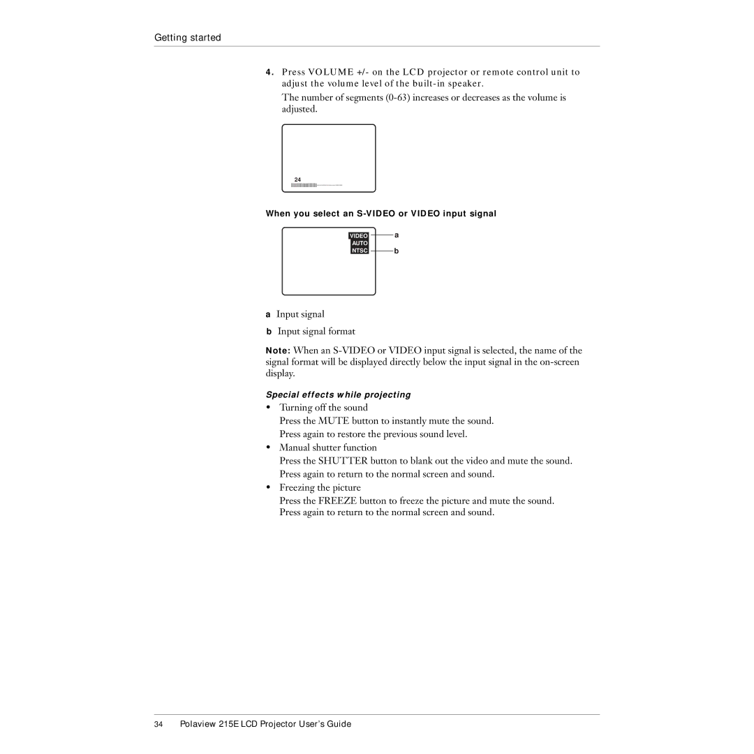 Polaroid 215EPolaview manual Input signal Input signal format 