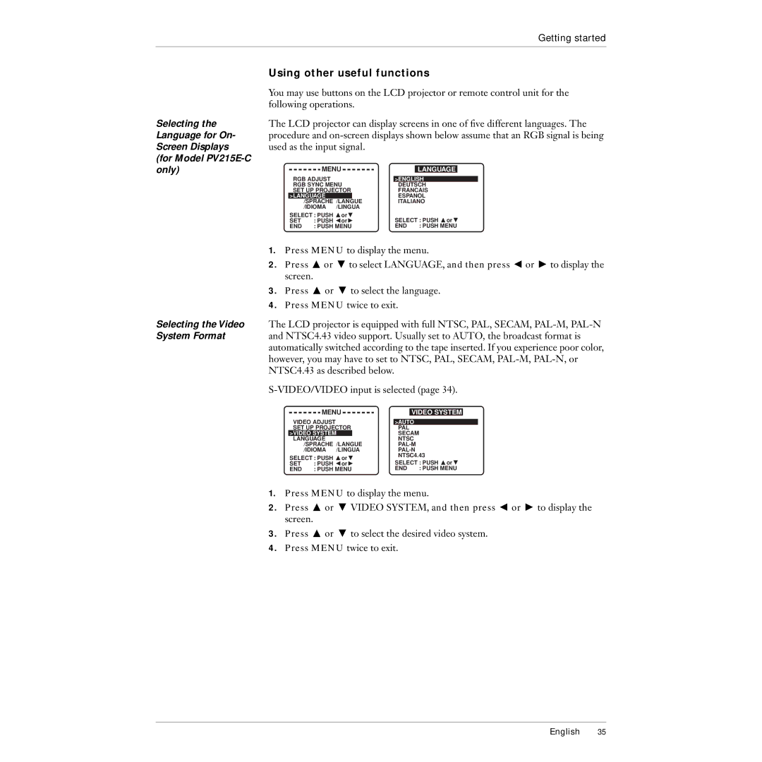 Polaroid 215EPolaview manual Using other useful functions 