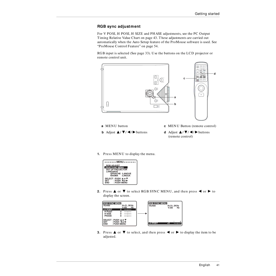 Polaroid 215EPolaview manual RGB sync adjustment 