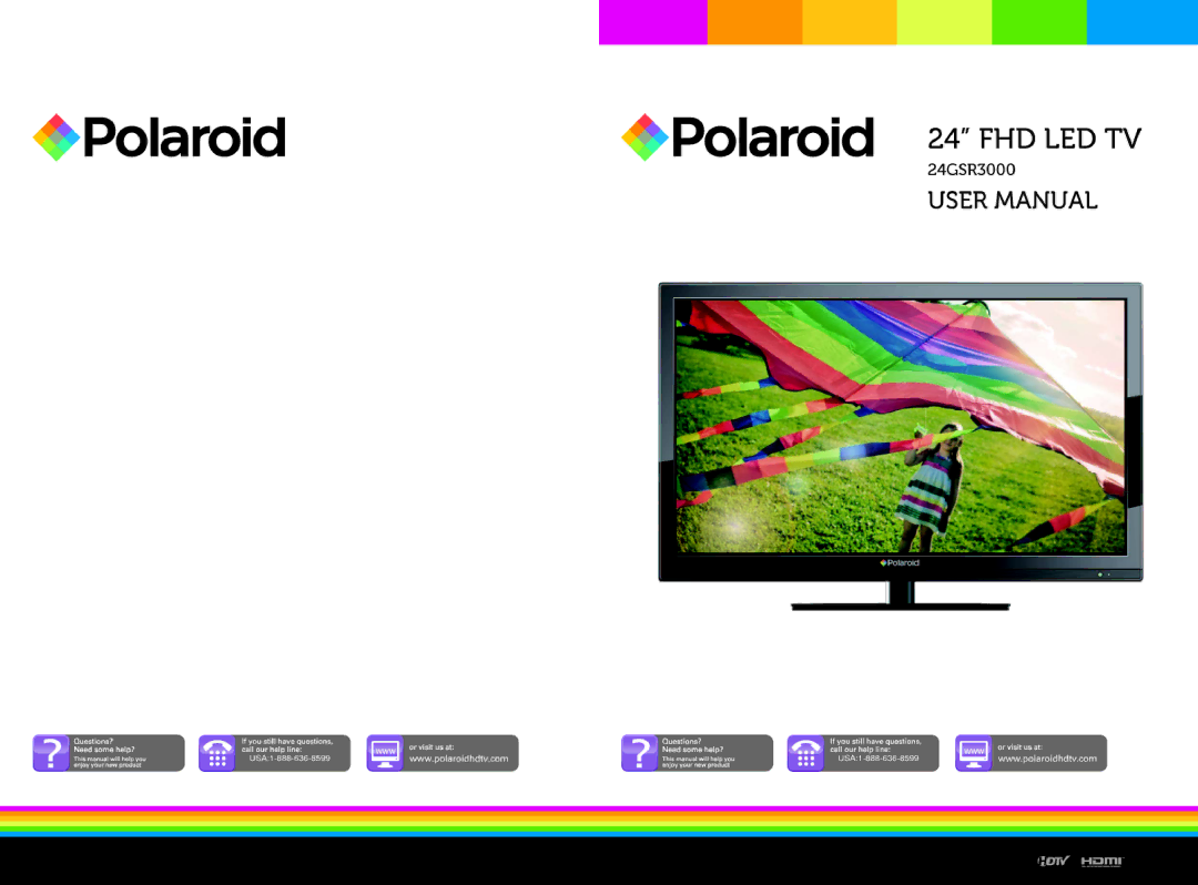 Polaroid 24GSR3000, 24 FHD LED TV manual 