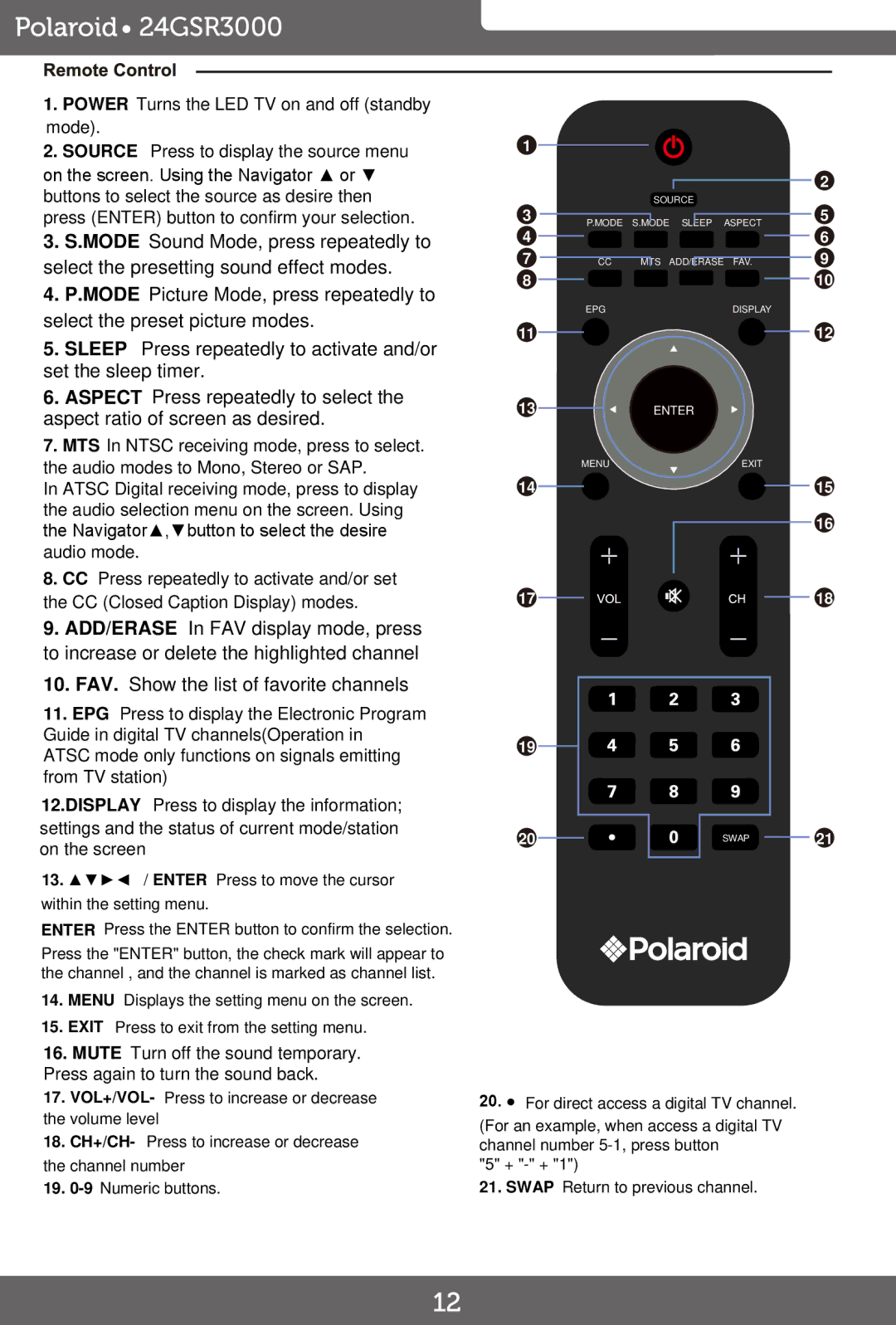 Polaroid 24 FHD LED TV, 24GSR3000 manual On the screen. Using the Navigator 