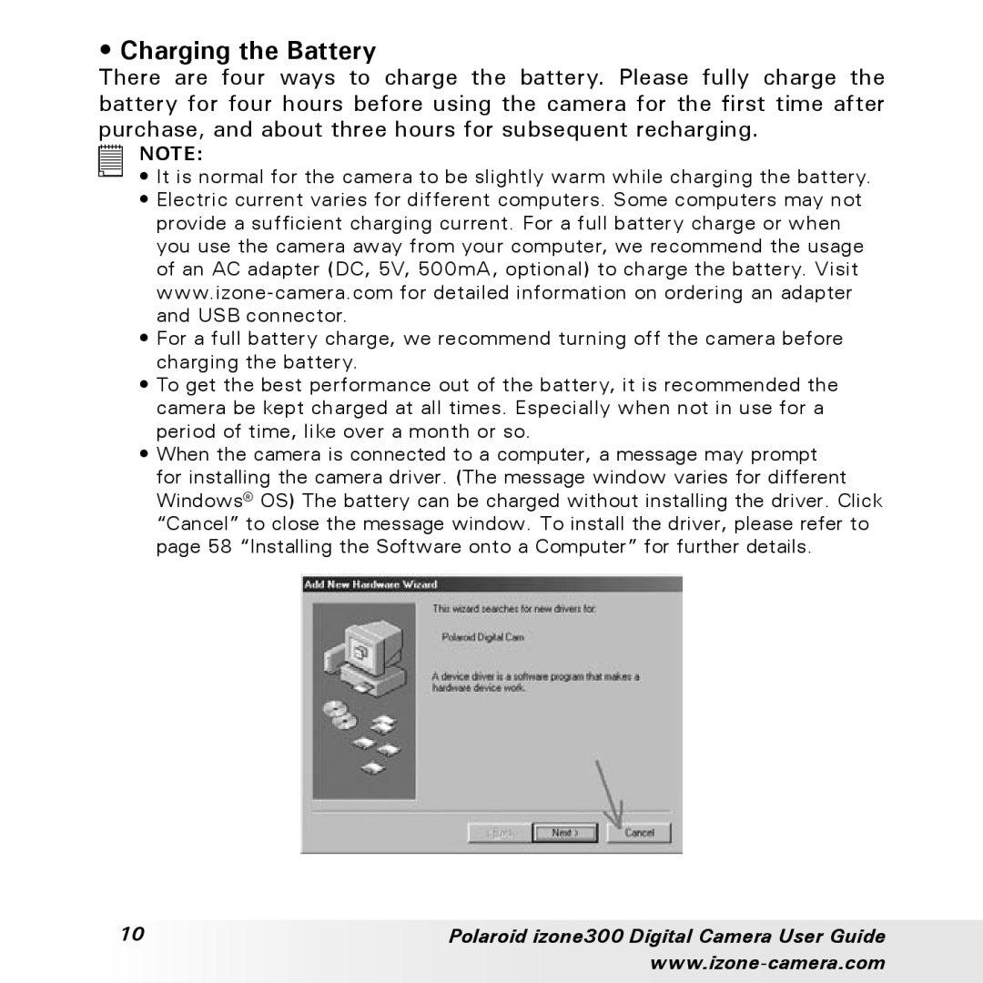 Polaroid 300 manual Charging the Battery 