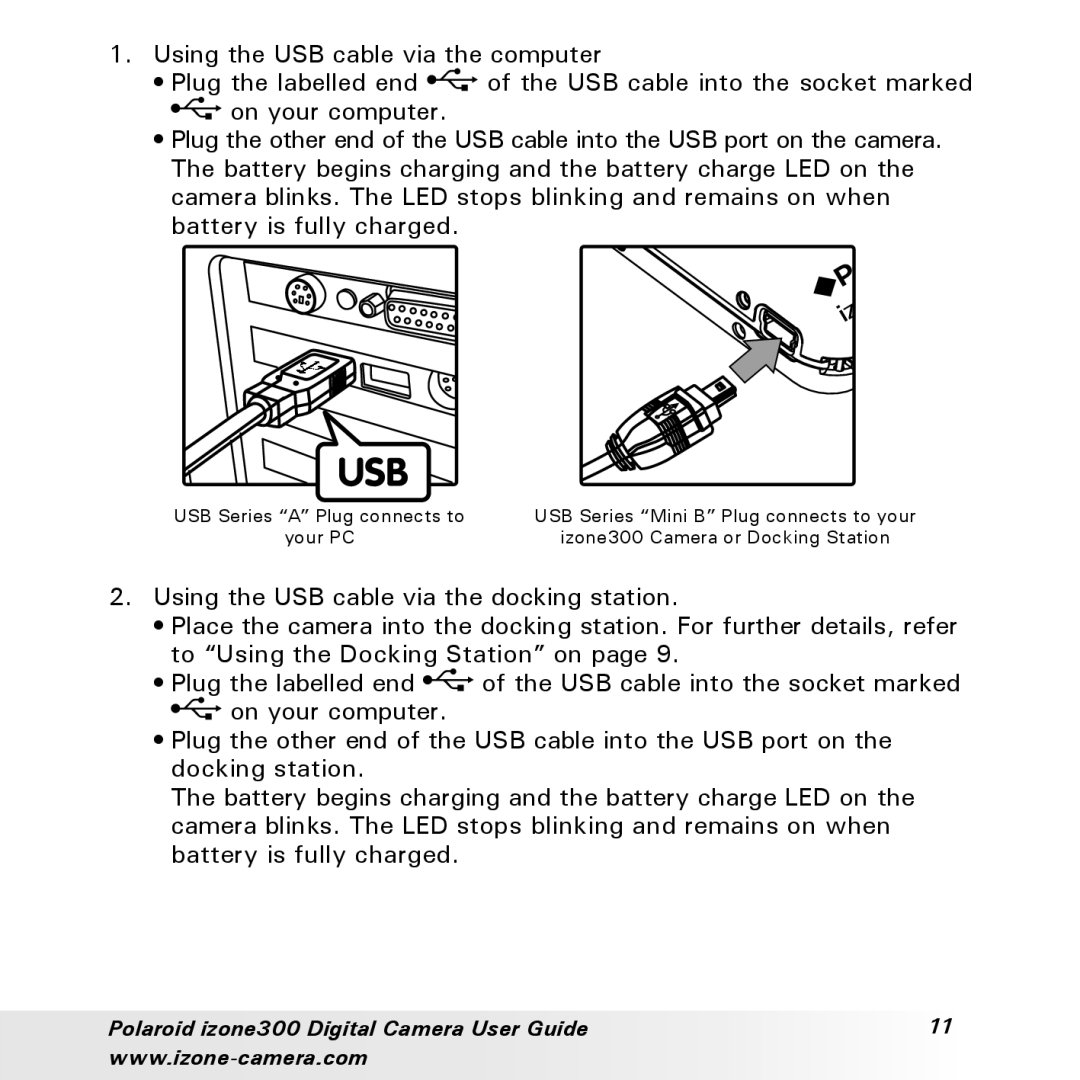 Polaroid manual Polaroid izone300 Digital Camera User Guide 