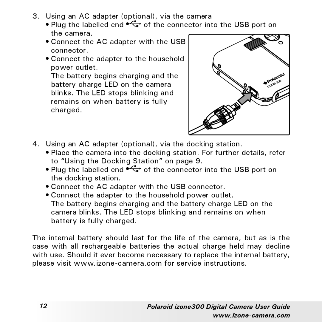 Polaroid manual Polaroid izone300 Digital Camera User Guide 