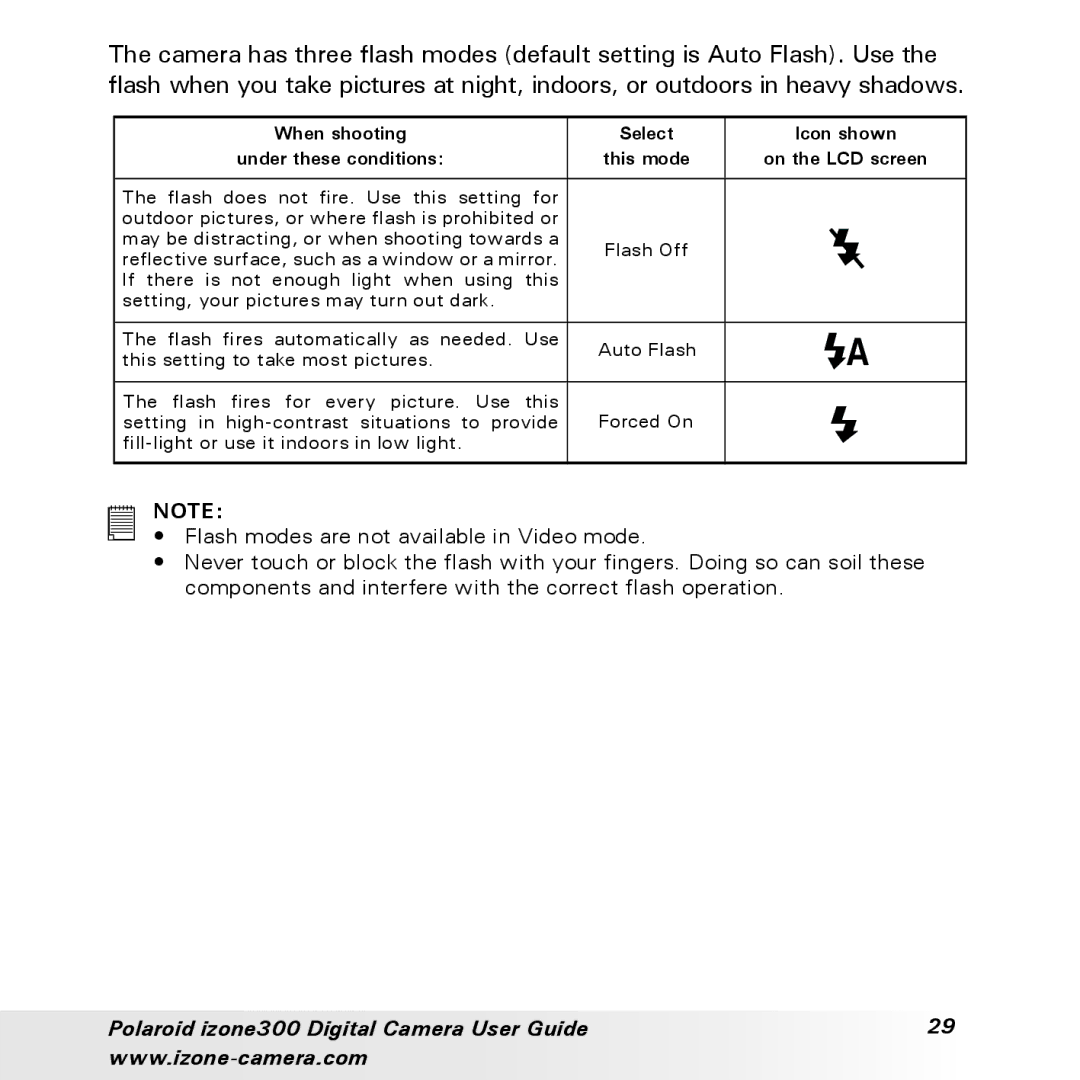 Polaroid manual Polaroid izone300 Digital Camera User Guide 