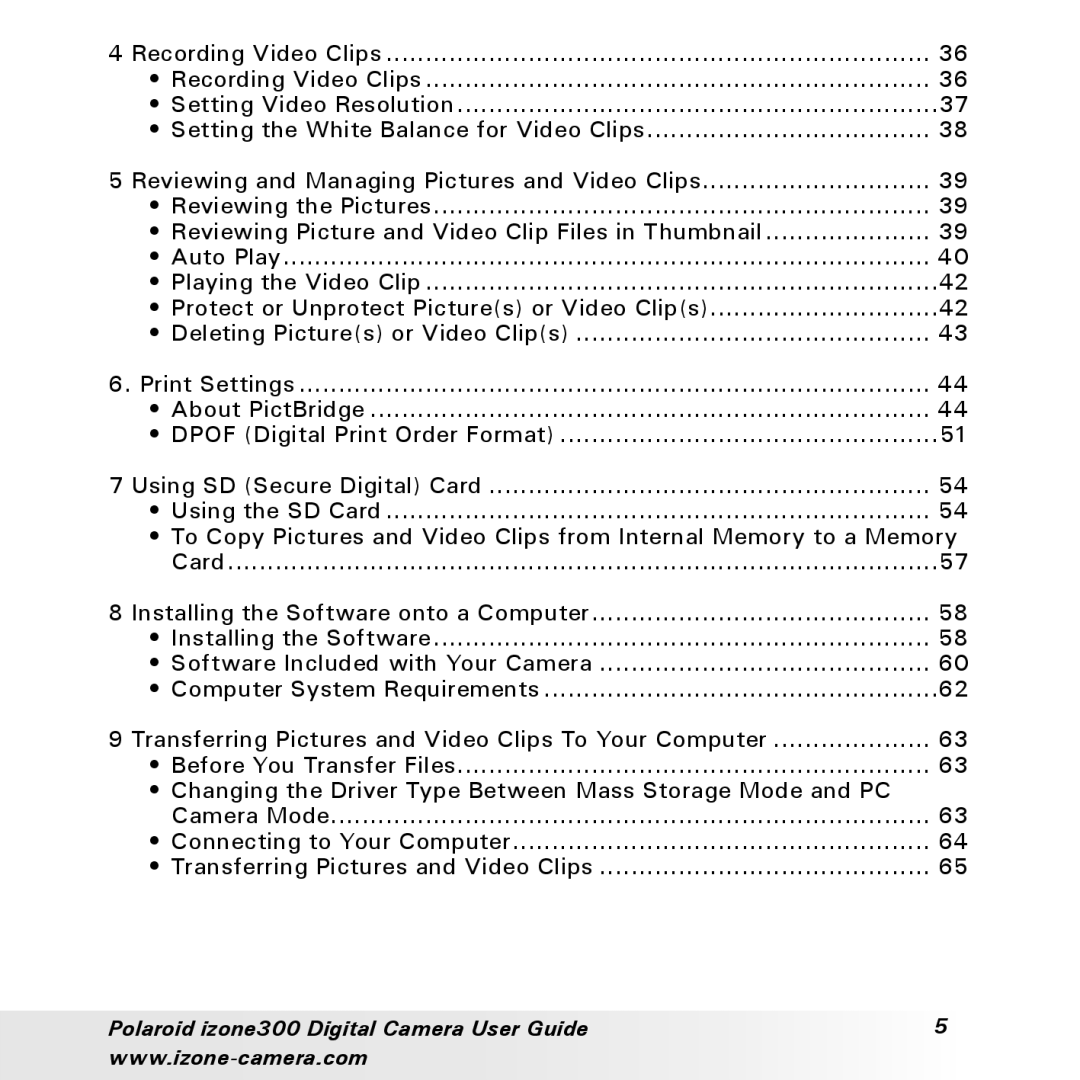 Polaroid manual Polaroid izone300 Digital Camera User Guide 