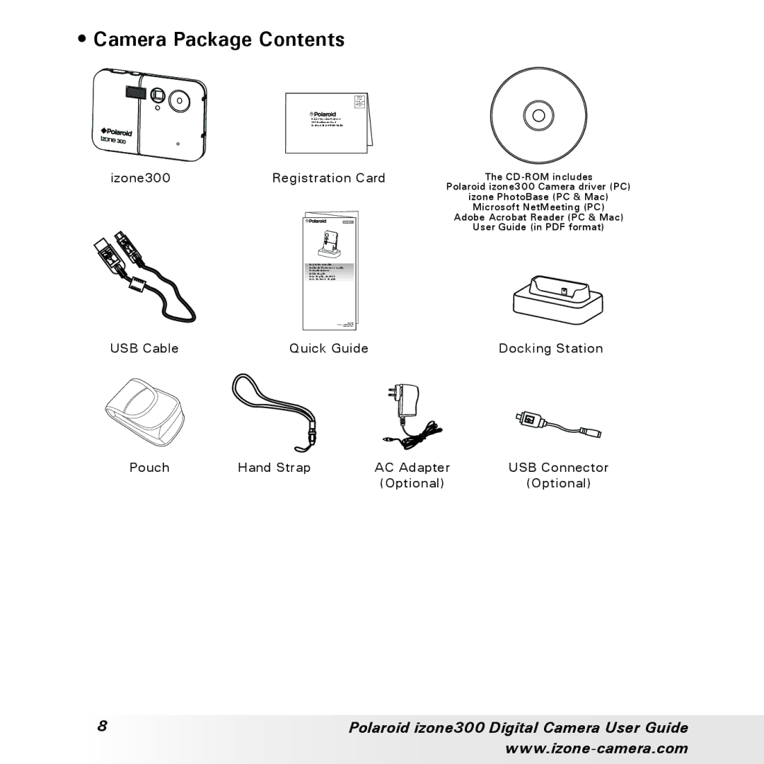 Polaroid 300 manual Camera Package Contents 