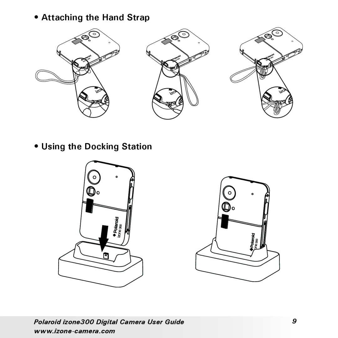 Polaroid 300 manual Attaching the Hand Strap Using the Docking Station 