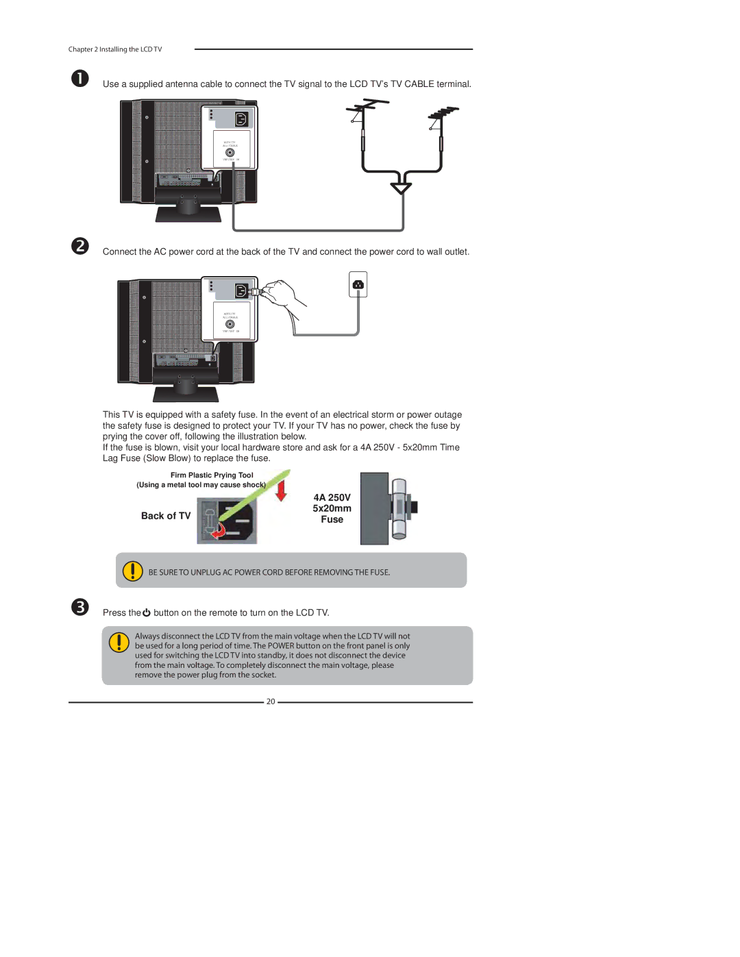 Polaroid 3211-TLXB manual Press the button on the remote to turn on the LCD TV 