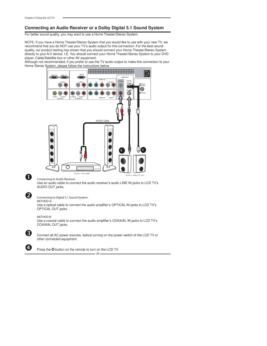 Polaroid 3211-TLXB manual Connecting to Audio Receiver 