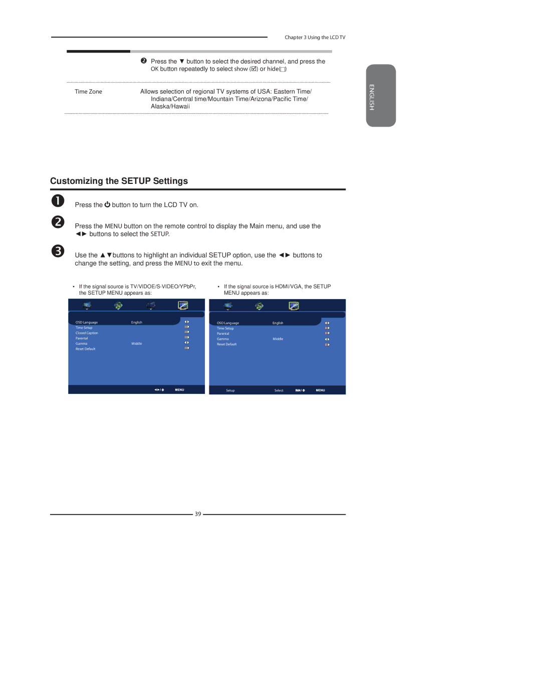 Polaroid 3211-TLXB manual Customizing the Setup Settings 