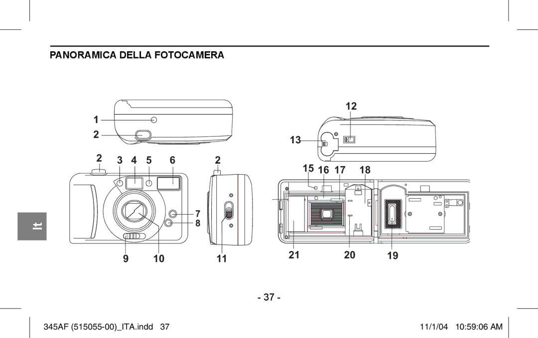 Polaroid 345AF instruction manual Panoramica Della Fotocamera 