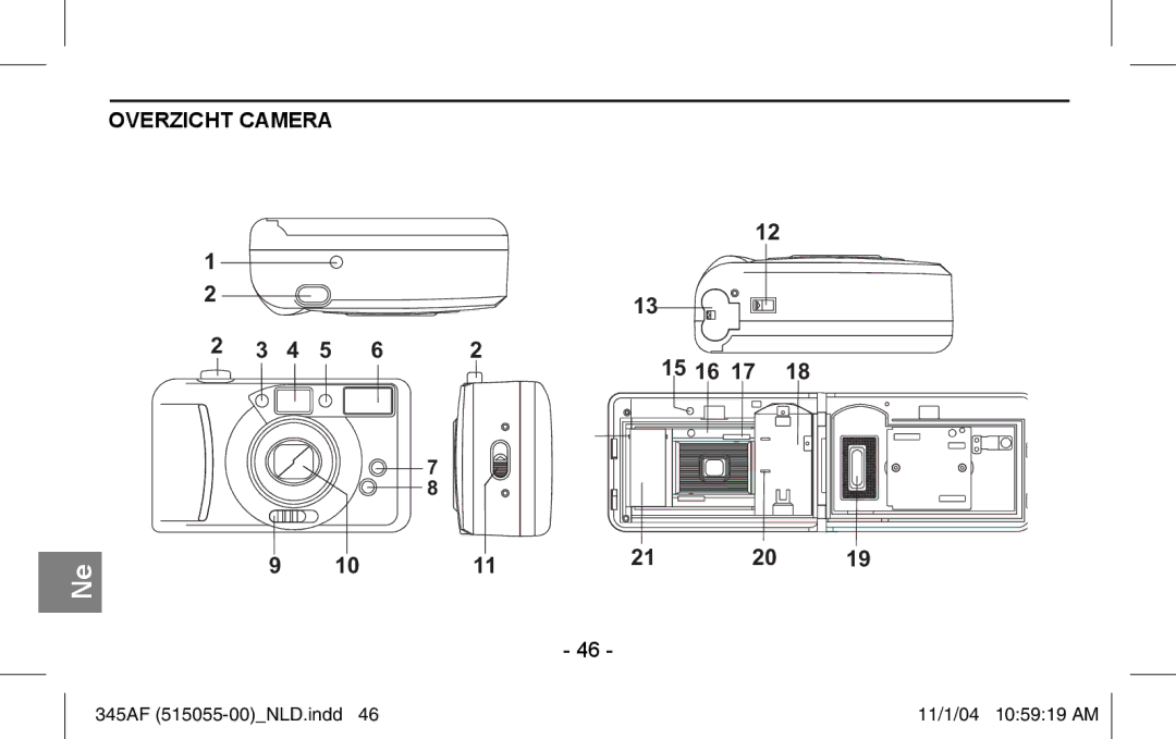 Polaroid 345AF instruction manual Overzicht Camera 