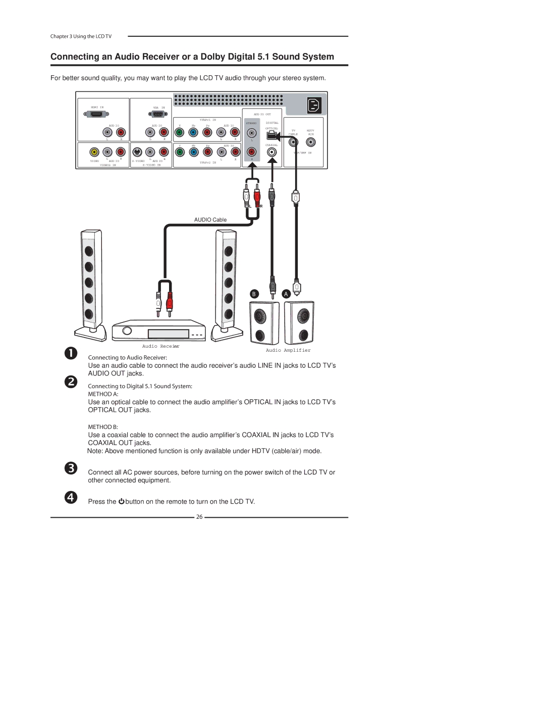 Polaroid 37 manual Connecting to Audio Receiver 