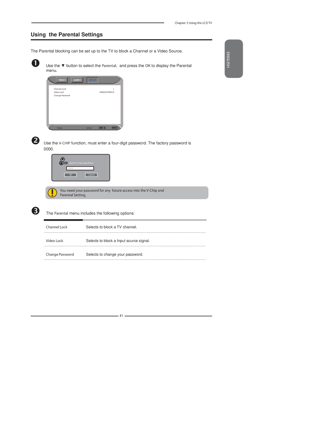 Polaroid 37 manual Using the Parental Settings, Parental menu includes the following options 