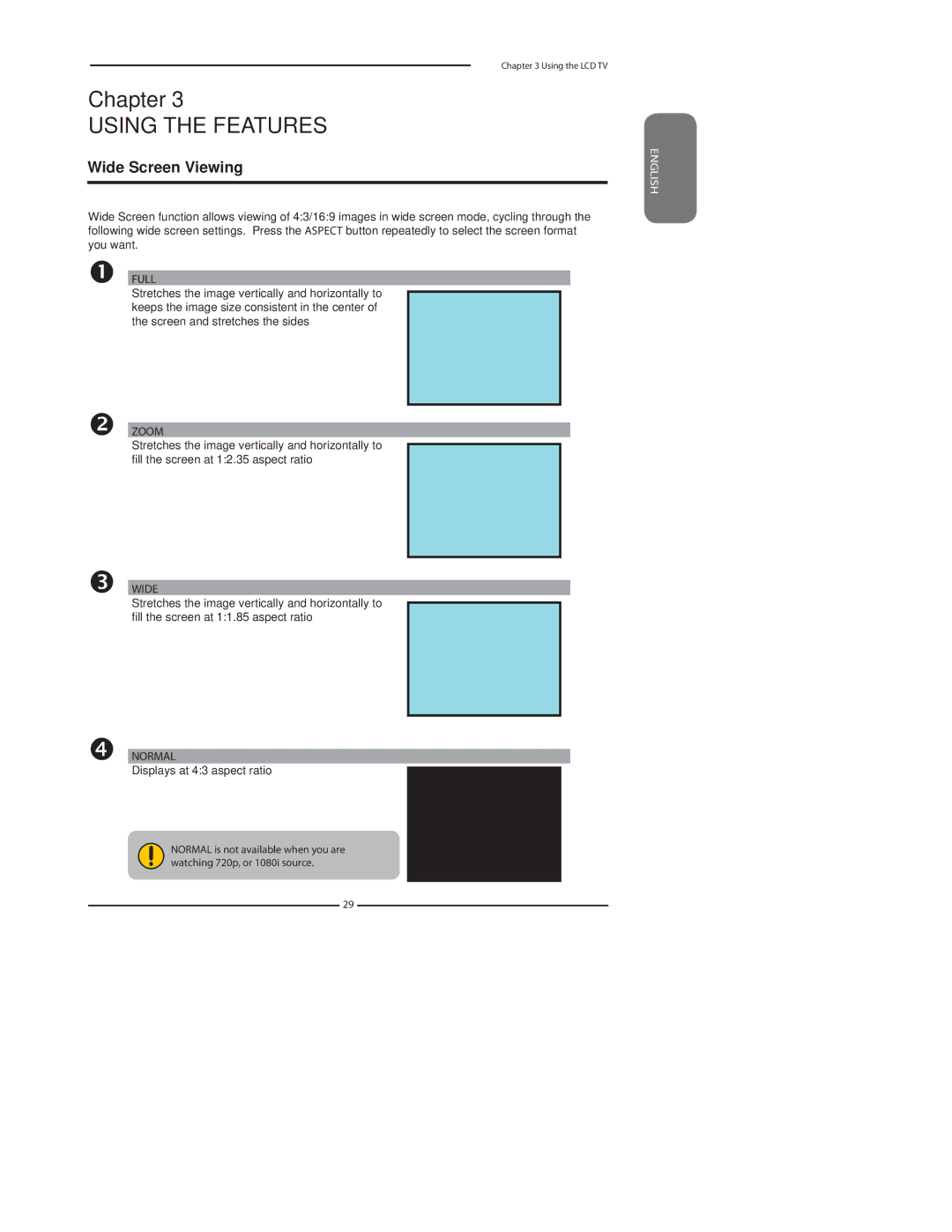 Polaroid TLA-04011C, 4011-TLXB manual Wide Screen Viewing, Displays at 43 aspect ratio 