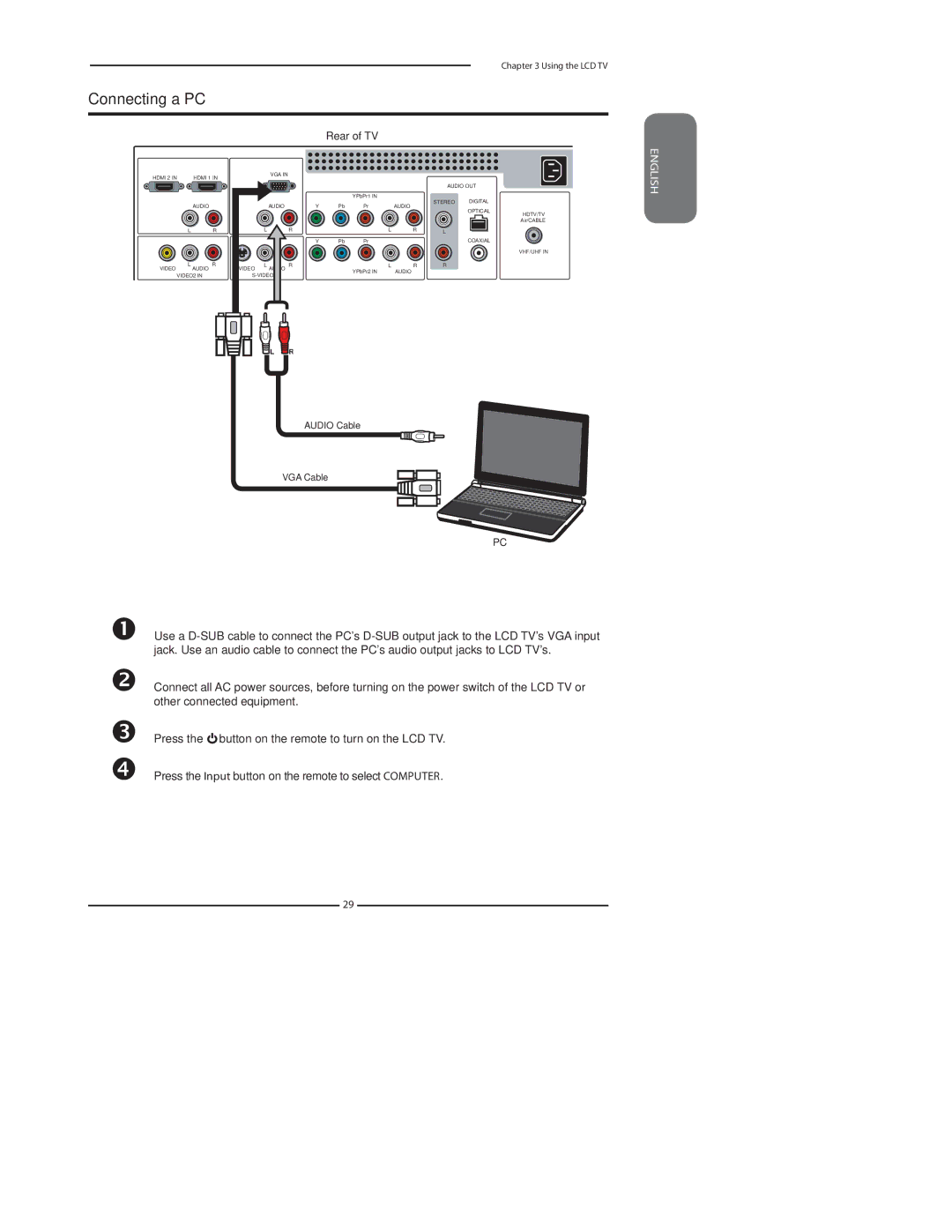 Polaroid 4241-TLXB manual Connecting a PC 