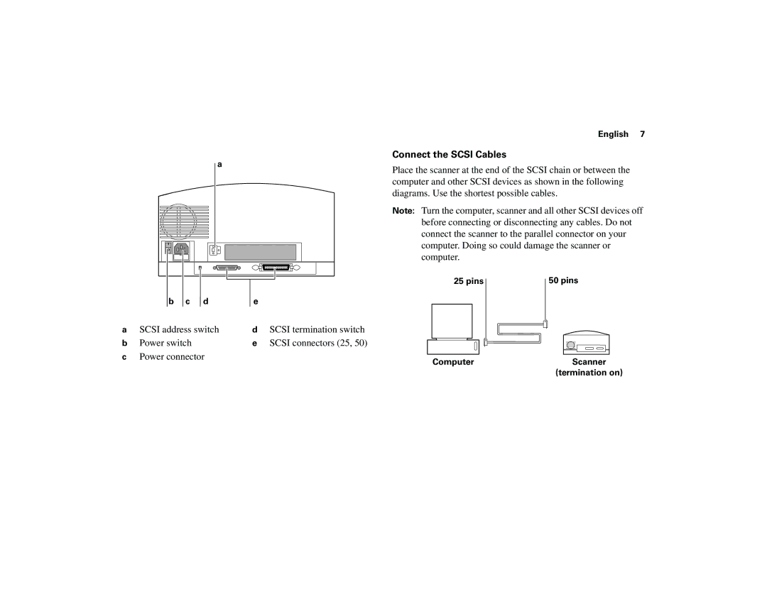 Polaroid 45 Ultra quick start Connect the Scsi Cables 