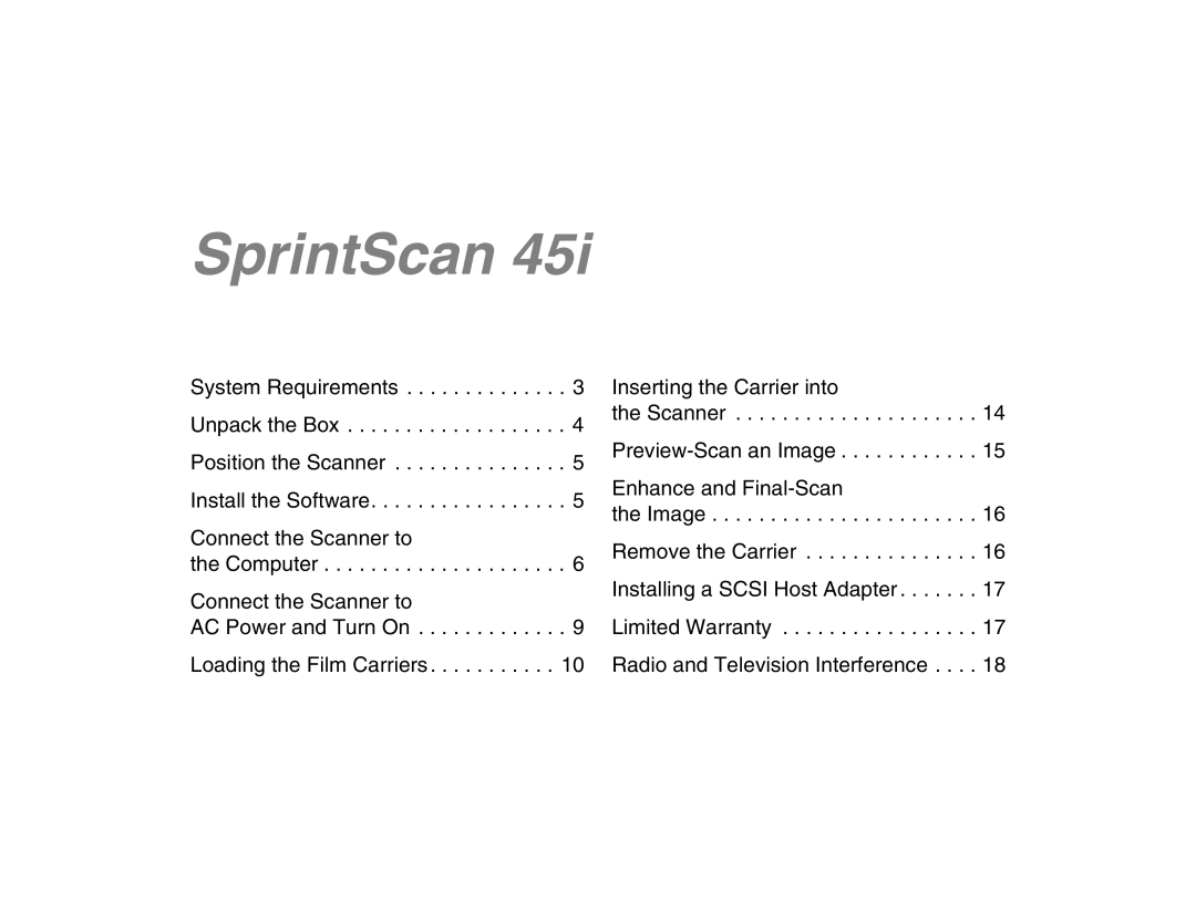 Polaroid 45I quick start SprintScan 