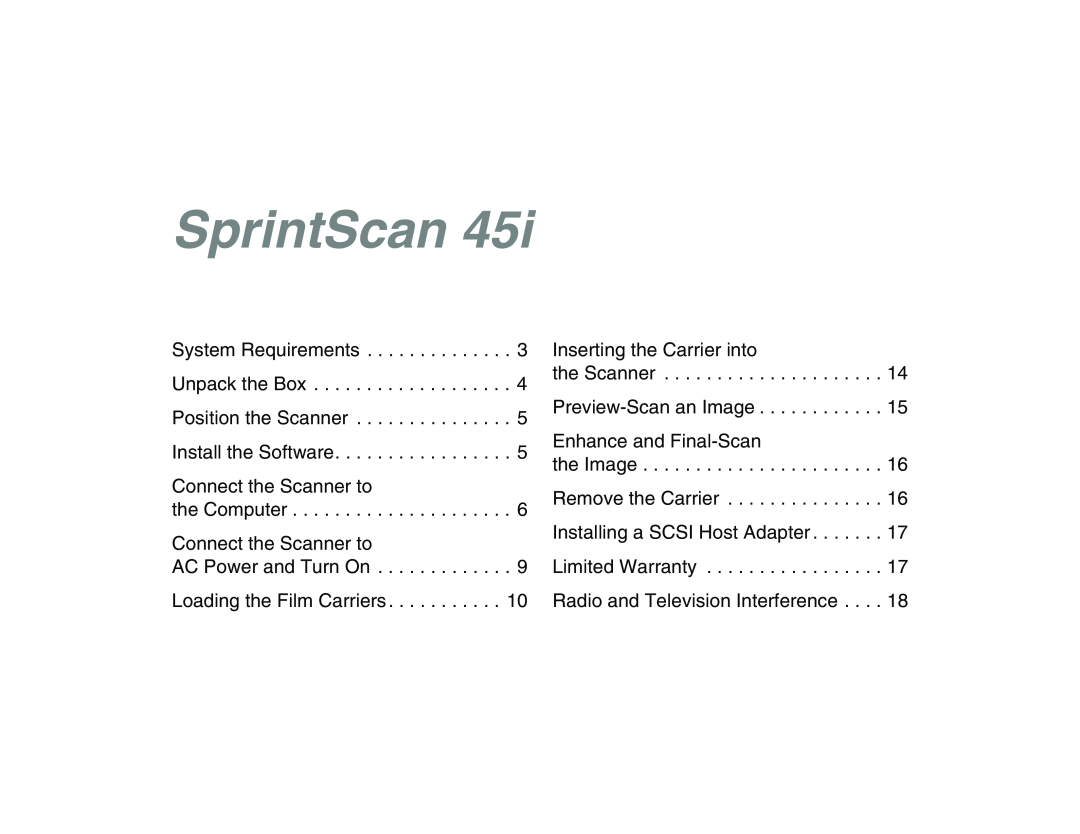 Polaroid 45I quick start SprintScan 