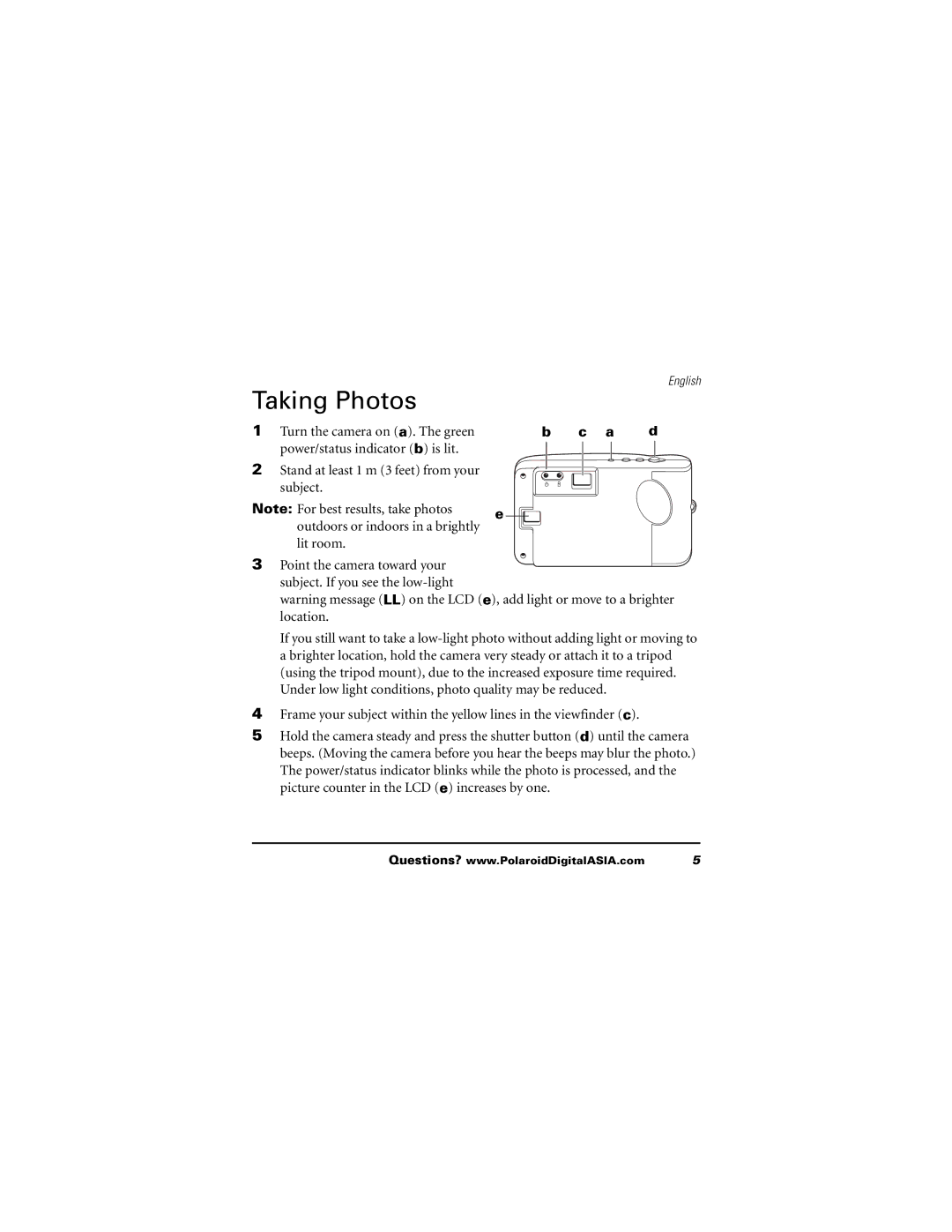 Polaroid 620 user manual Taking Photos 