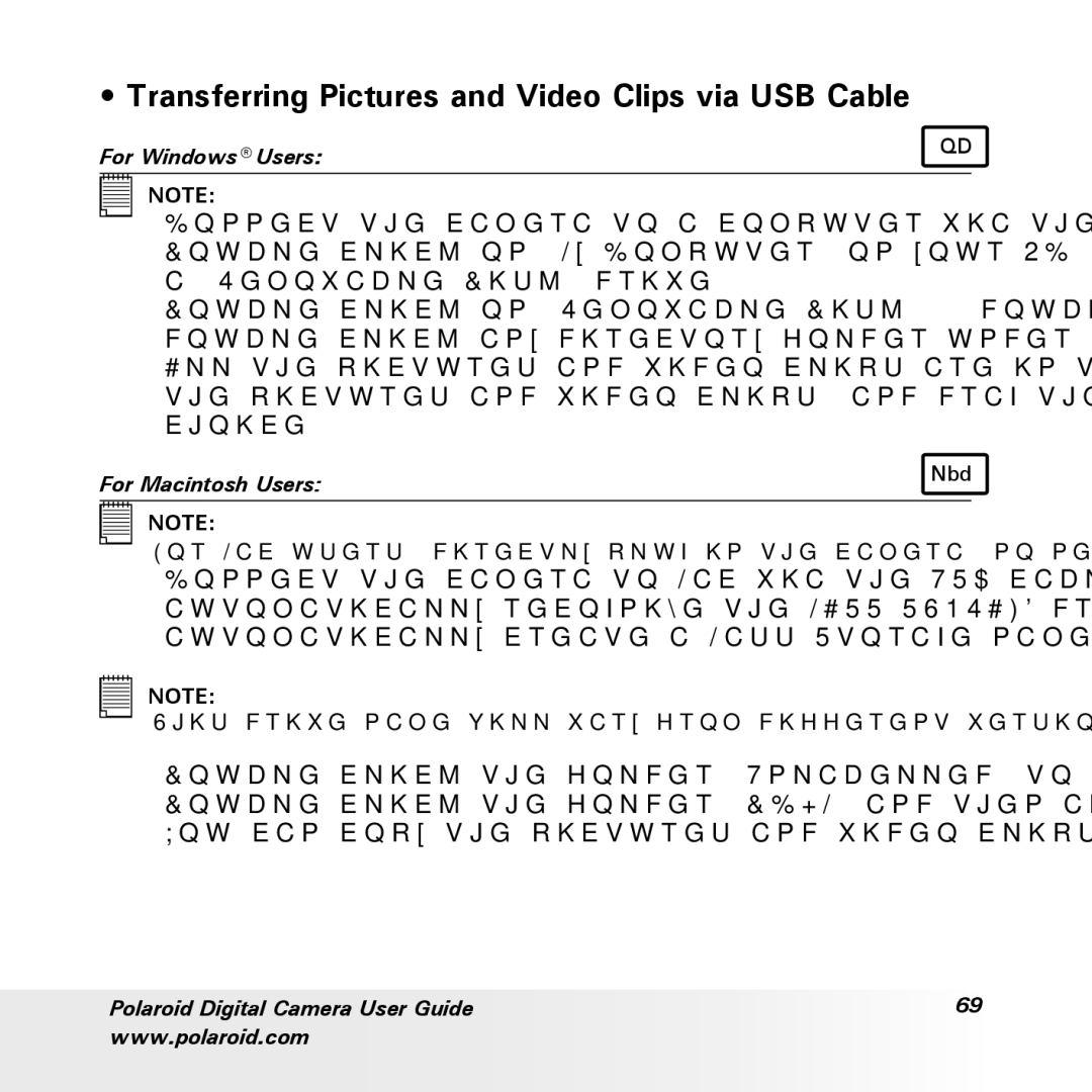 Polaroid a600 manual Transferring Pictures and Video Clips via USB Cable 