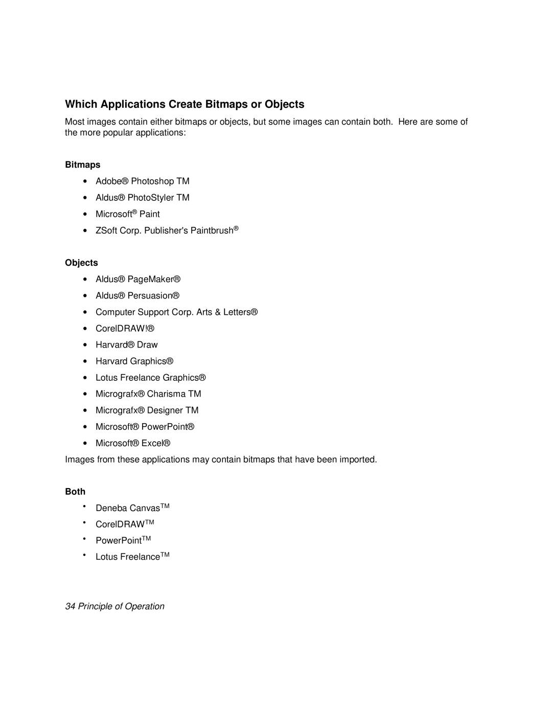 Polaroid BLL Generator manual Which Applications Create Bitmaps or Objects, Both 