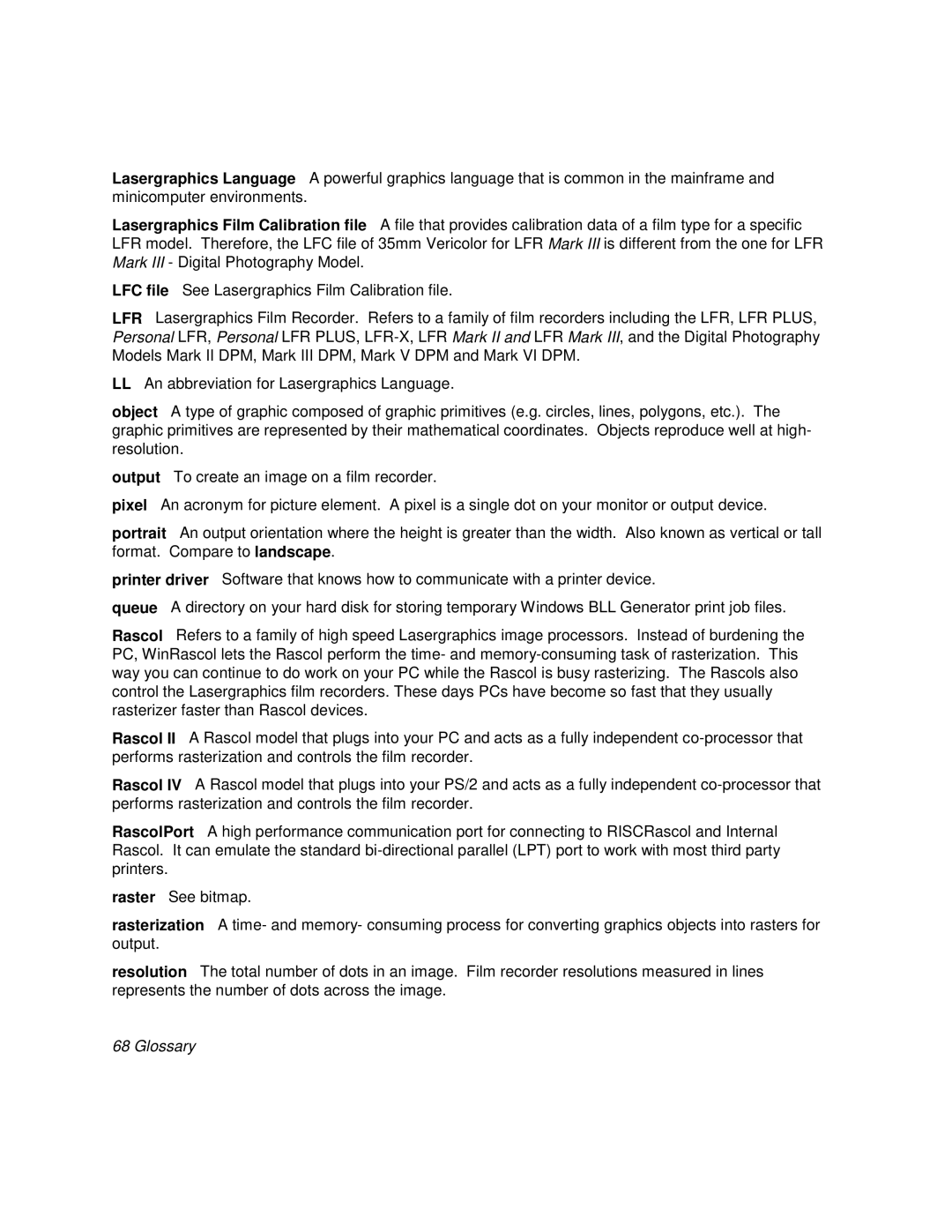 Polaroid BLL Generator manual Glossary 