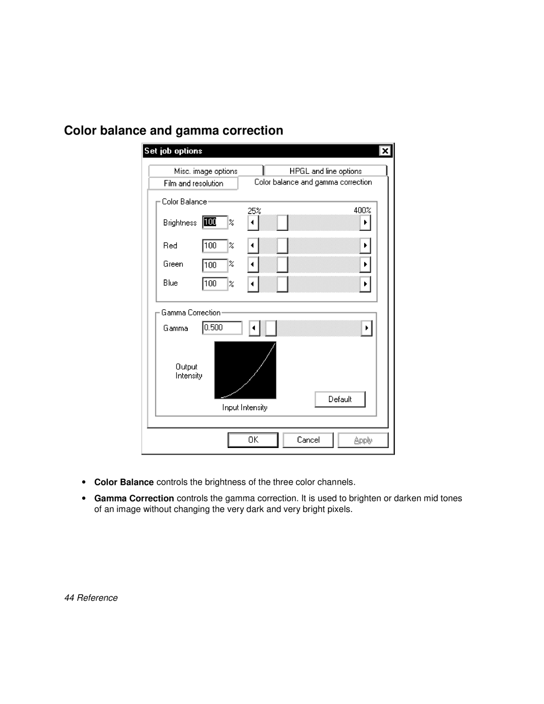 Polaroid BLL Generator manual Color balance and gamma correction, Reference 