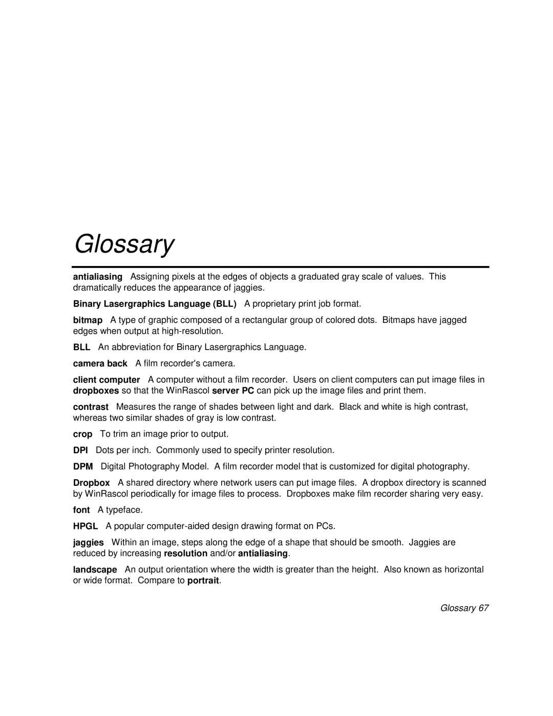 Polaroid BLL Generator manual Glossary 